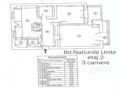 Vanzare apartament 3 camere Piata Natiunile Unite